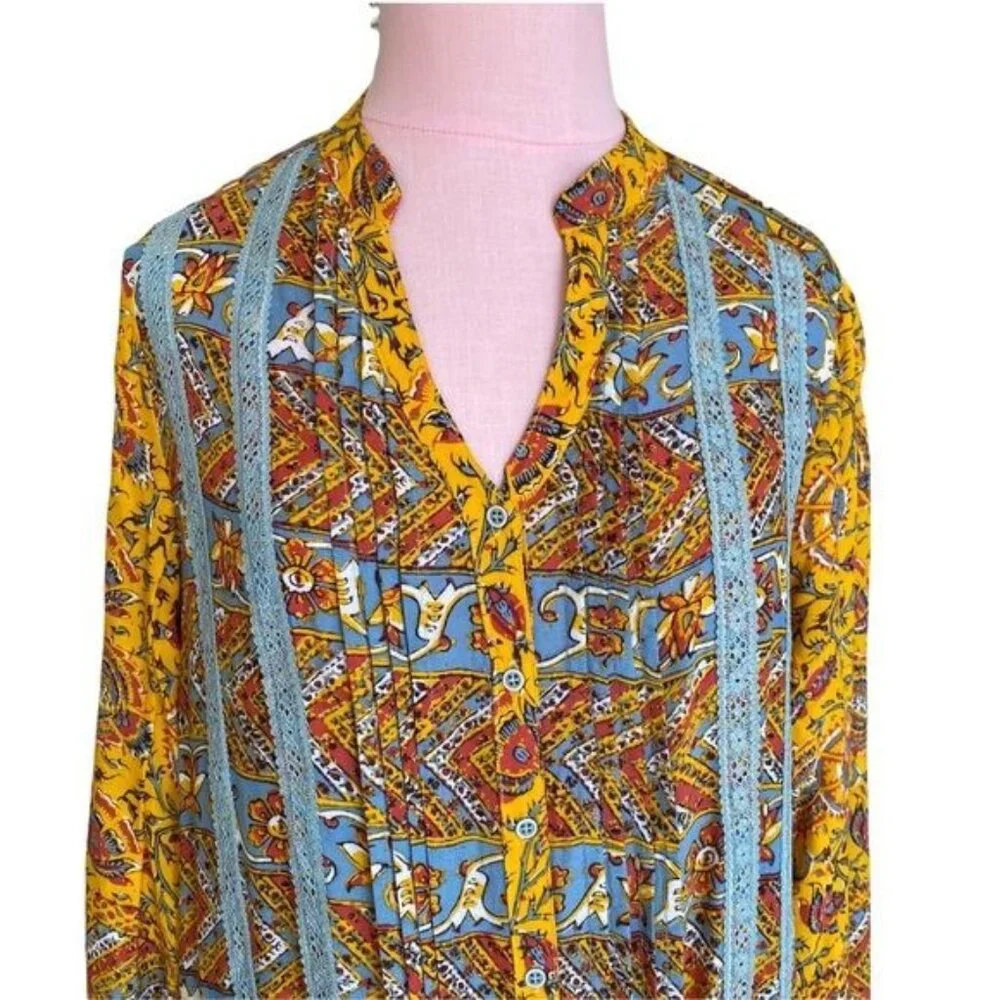 Anthropologie Tiny Ismelda Tunic Dress Yellow Multi Size Small NWT